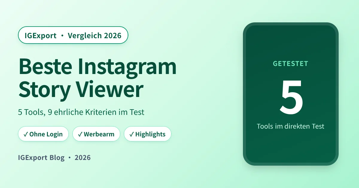 Vergleich von fünf anonymen Instagram Story Viewer Tools nebeneinander