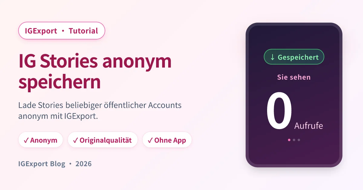 IGExport — IG Stories anonym ohne Spuren herunterladen