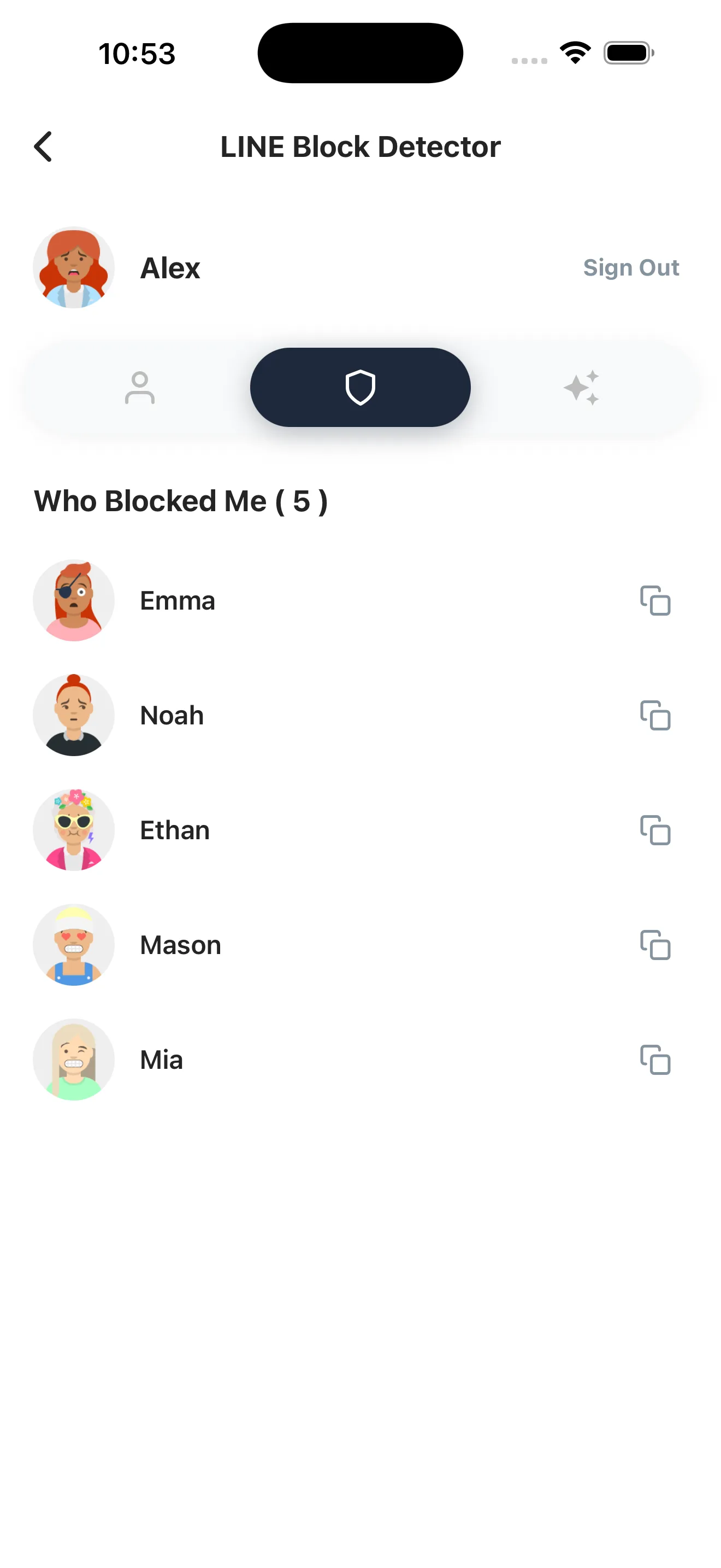 LINE Block Checker results — full list of LINE contacts who have blocked you