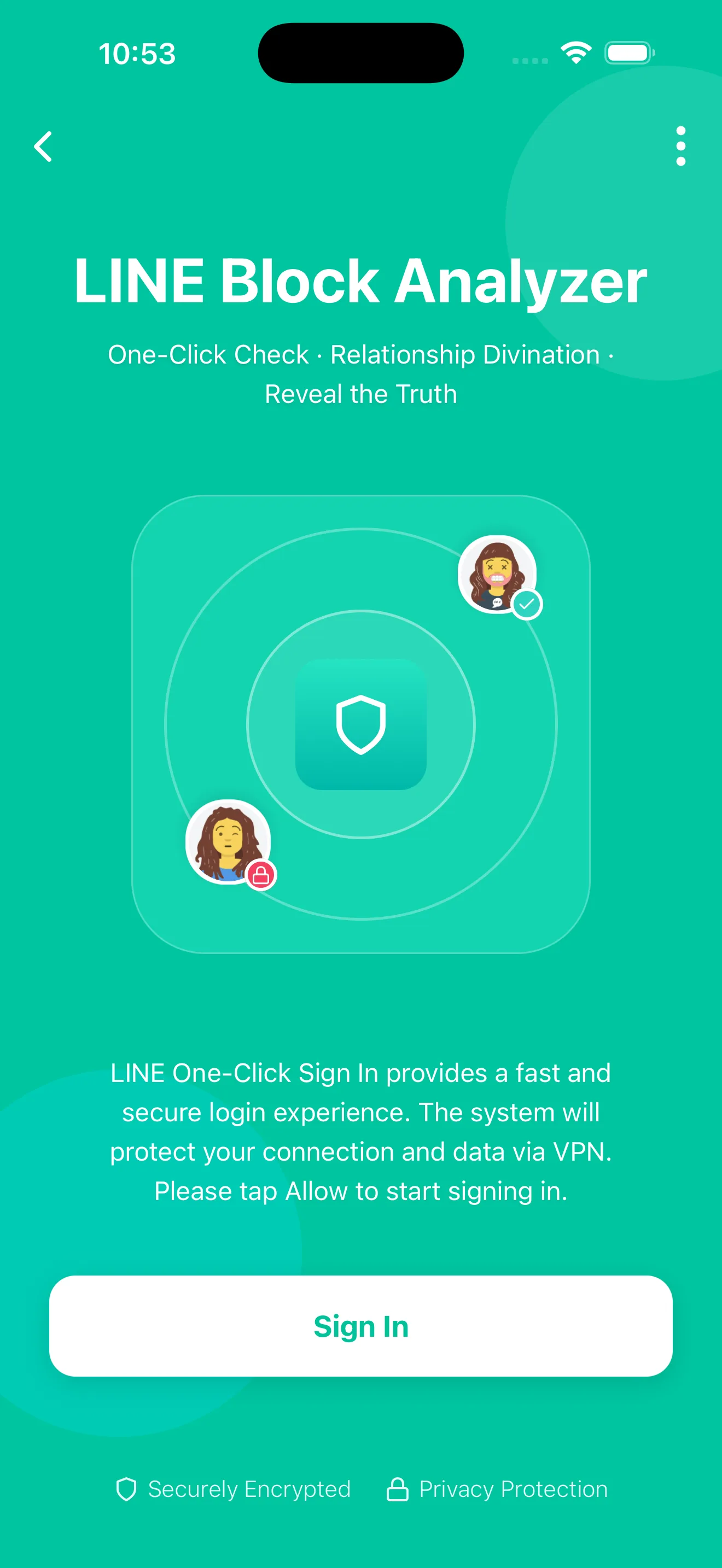 LINE Block Checker sign-in screen