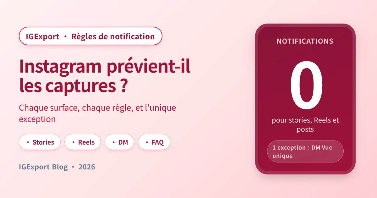 Capture d'écran d'une story Instagram : est-ce qu'Instagram prévient ? 2026