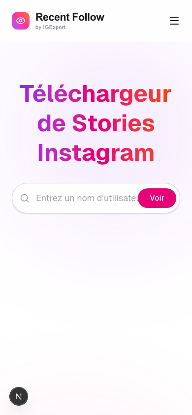 Barre de recherche du téléchargeur IGExport IG Story Barre de recherche du téléchargeur IGExport IG Story