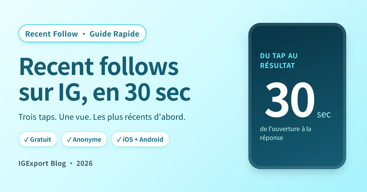 Recent Follows sur IG : comment les voir dans l'ordre (2026)