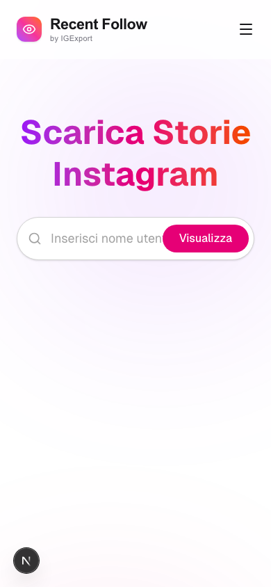 Barra di ricerca del downloader IGExport IG Story