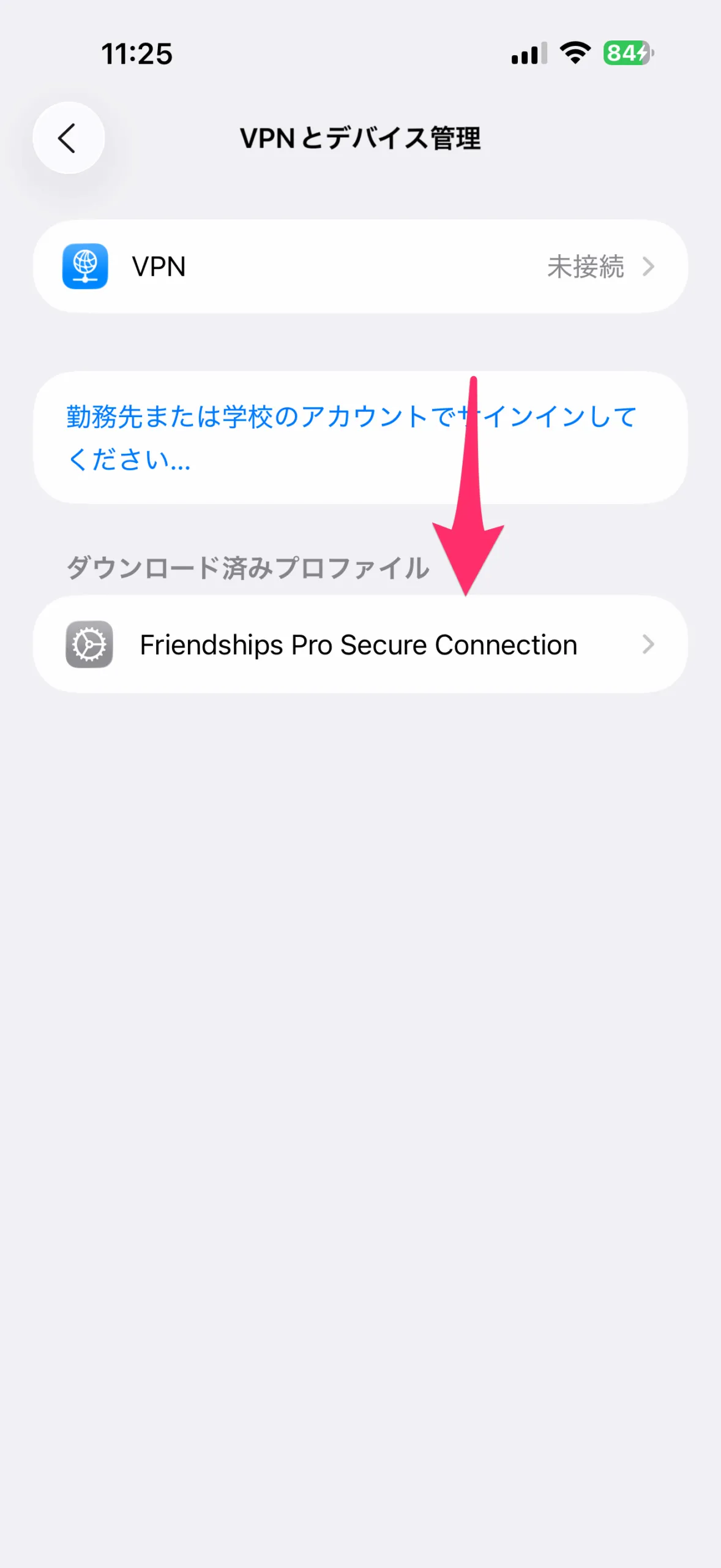 「Friendships Pro Secure Connection」を選択