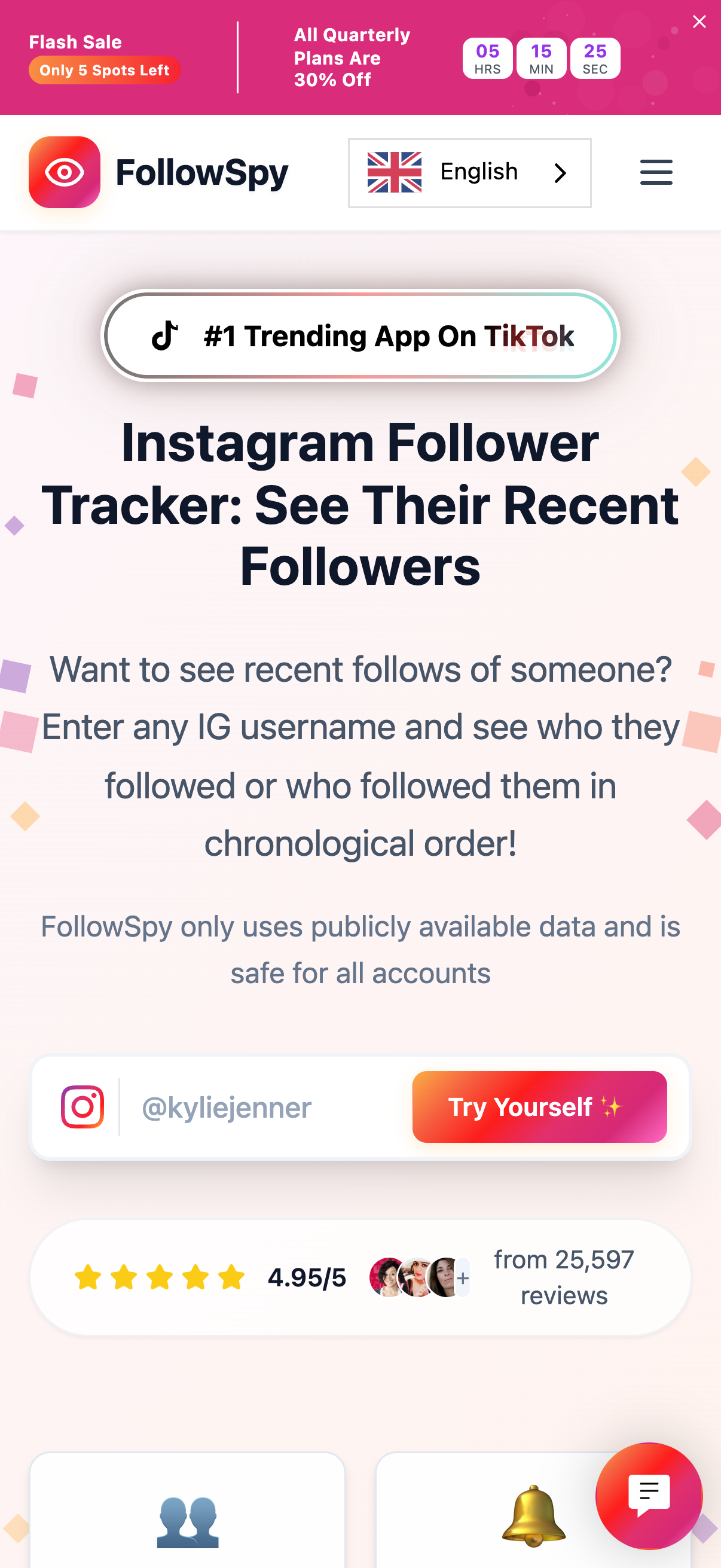 Follow Spy — ब्राउझरमध्ये रियल-टाइम Instagram फॉलो अॅक्टिव्हिटी फीड