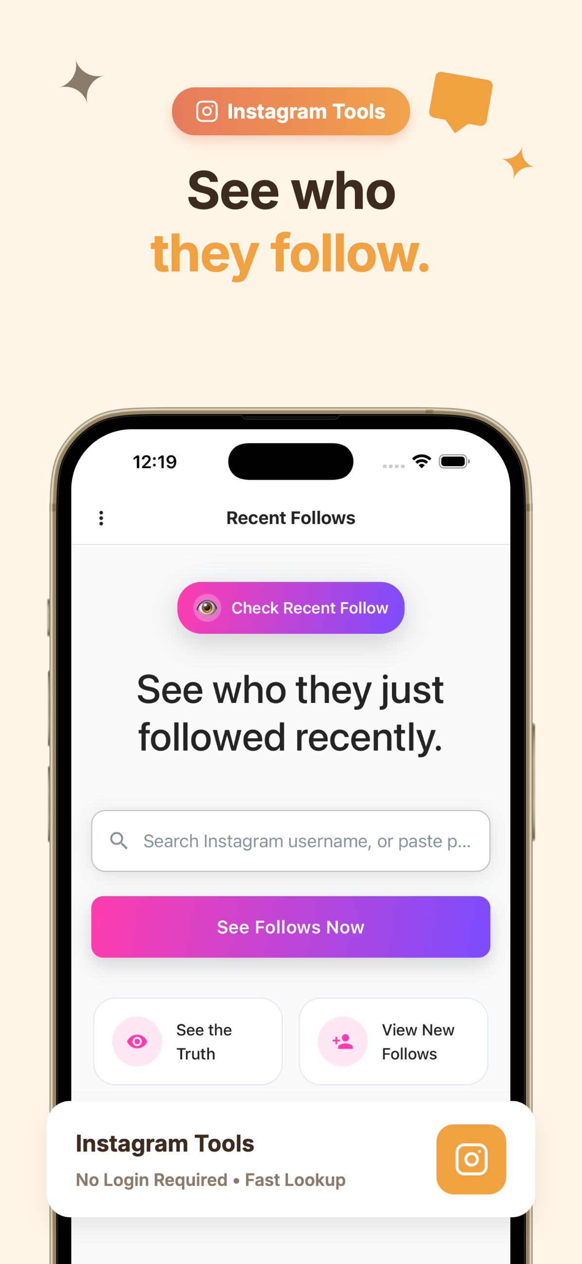 Recent Follow by IGExport — Instagram फॉलो अॅक्टिव्हिटीसाठी रियल-टाइम पुश सूचना