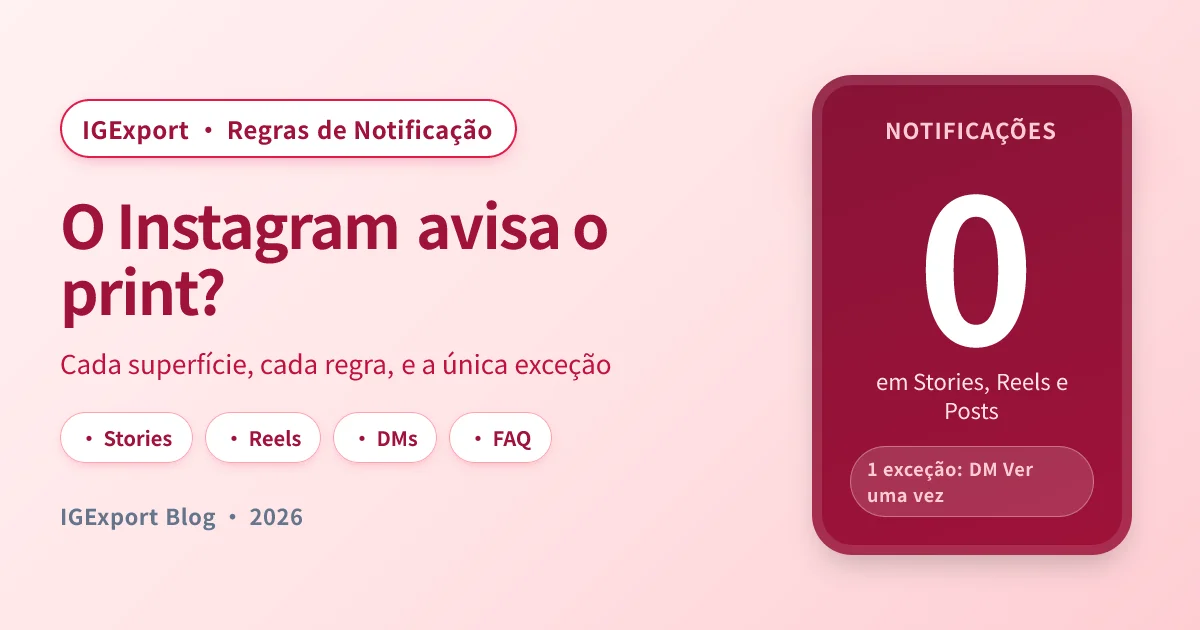 O Instagram avisa quando tira print do story? Tabela completa (2026)