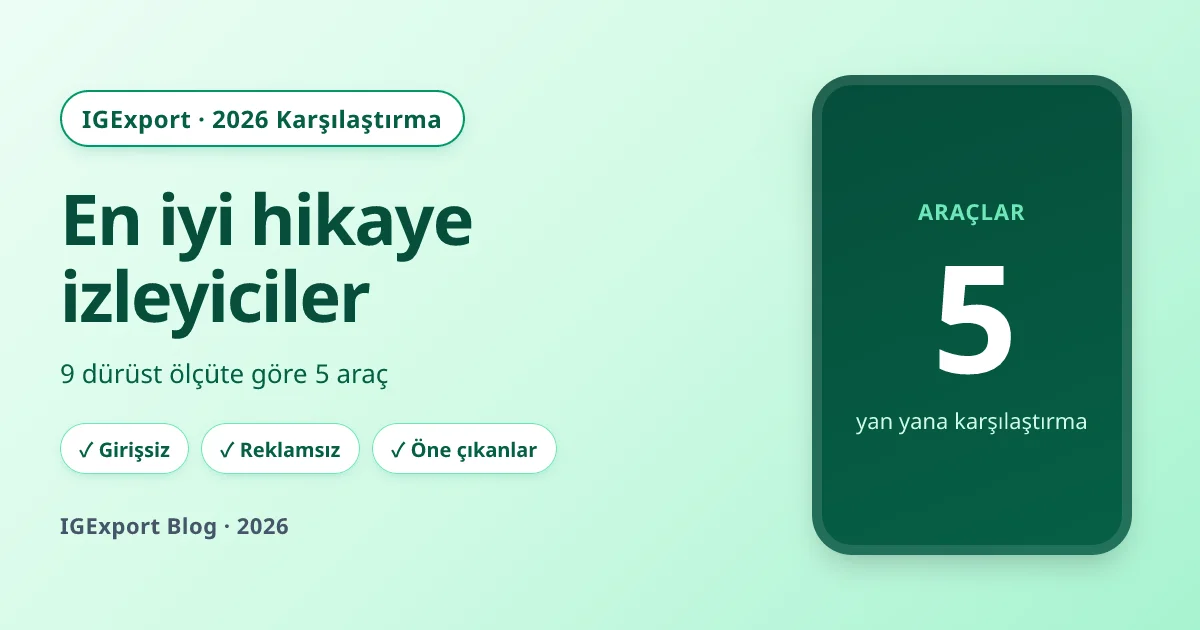 Beş anonim Instagram hikaye izleme aracını yan yana gösteren karşılaştırma görseli