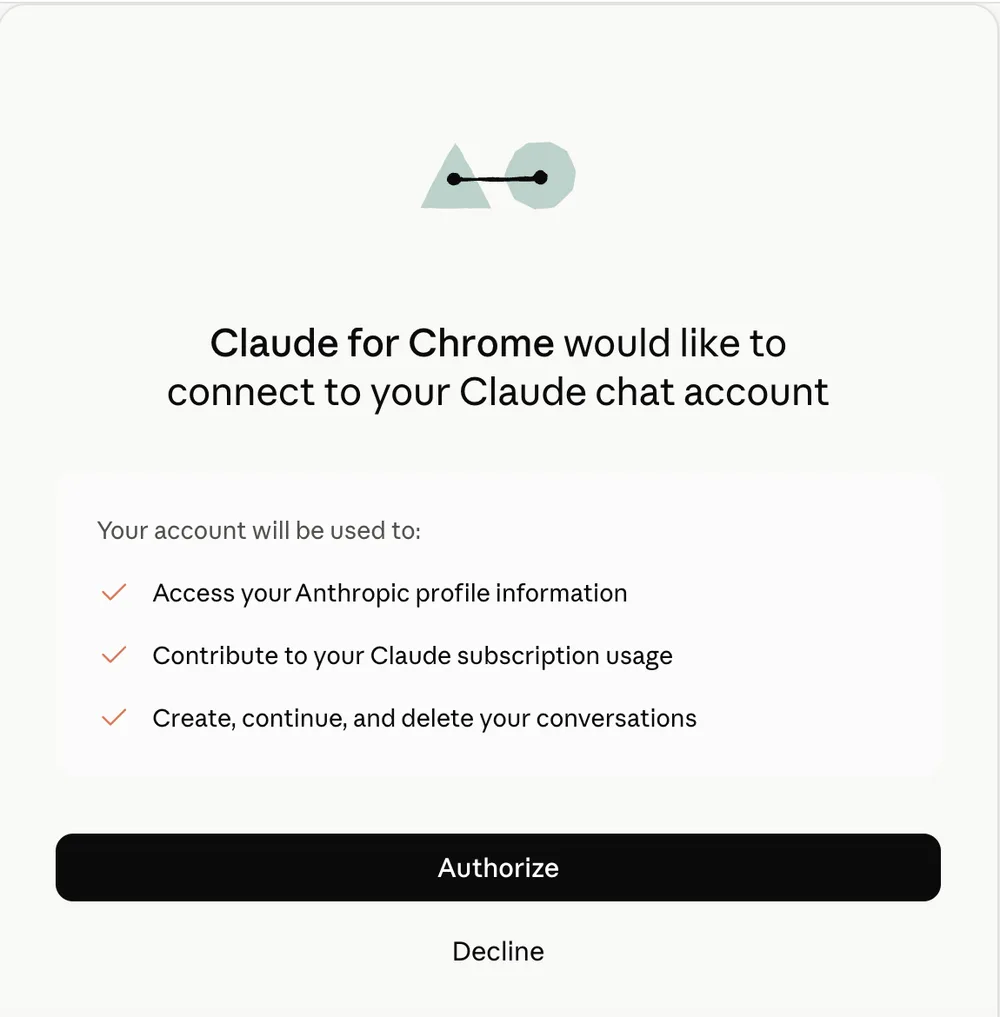 Claude for Chrome 要求連接你的 Claude 帳號