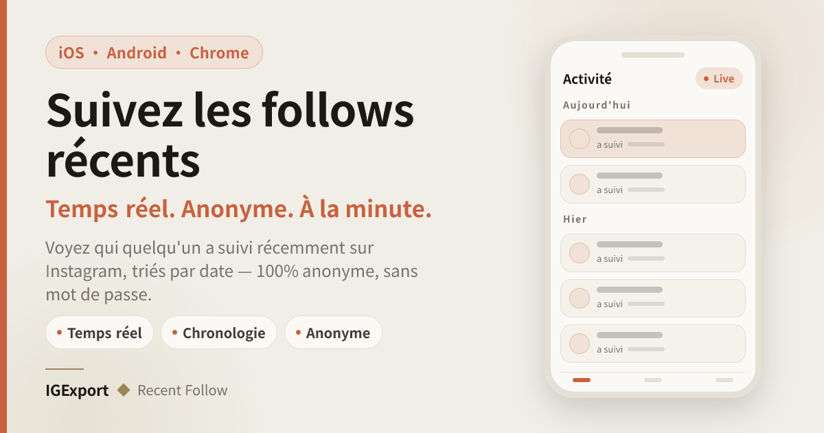 Recent Follow Box Recent Follow — Tracker Anonyme des Derniers Abonnements Instagram